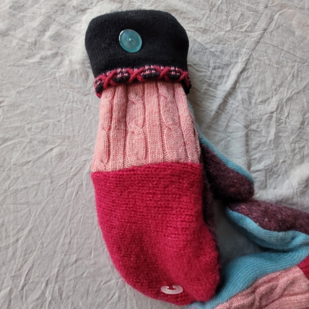 Mittens on a mission Colorful Knit Mittens with Button Detail